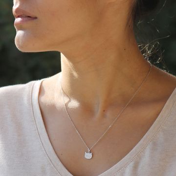 Pendentif chat émaillé blanc personnalisé - 2335