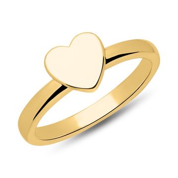 Chevalière cœur argent doré personnalisée - 2233