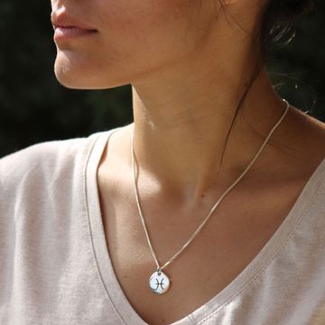 Pendentif astro poissons argent personnalisé - 2170